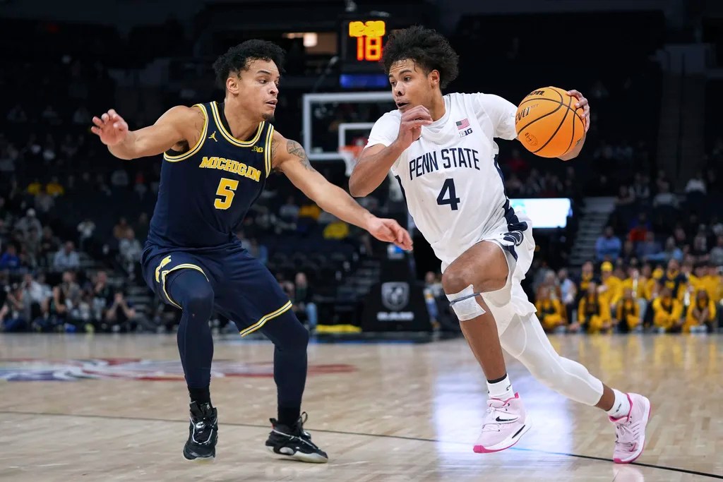 Hicks has 6 3s, 20 points to lead Penn State over Michigan in first round of Big Ten Tournament