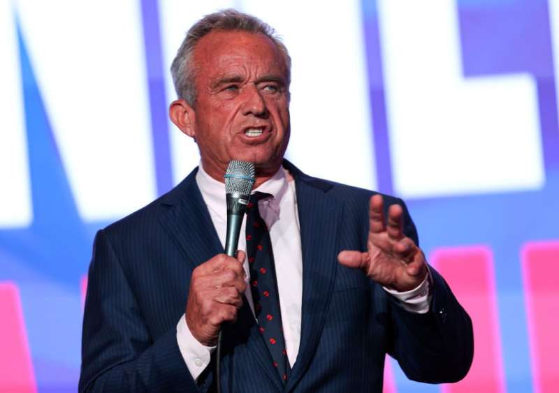 Independent presidential candidate Robert F. Kennedy Jr. speaks at the Libertarian National Convention on May 24, 2024 in Washington, DC. Kennedy is seeking qualification to be part of the first presidential debate currently scheduled on June 27 between Democratic presidential nominee President Joe Biden and Republican presidential nominee former President Donald Trump. (Photo by Kevin Dietsch/Getty Images)