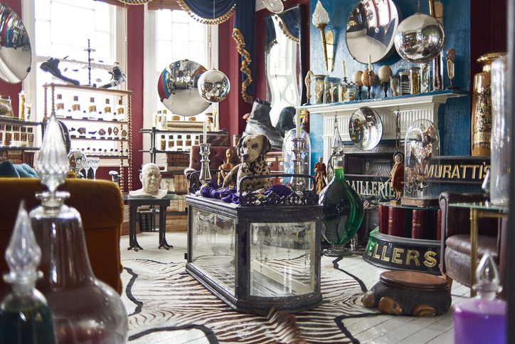 A view of an antique shop display floor
