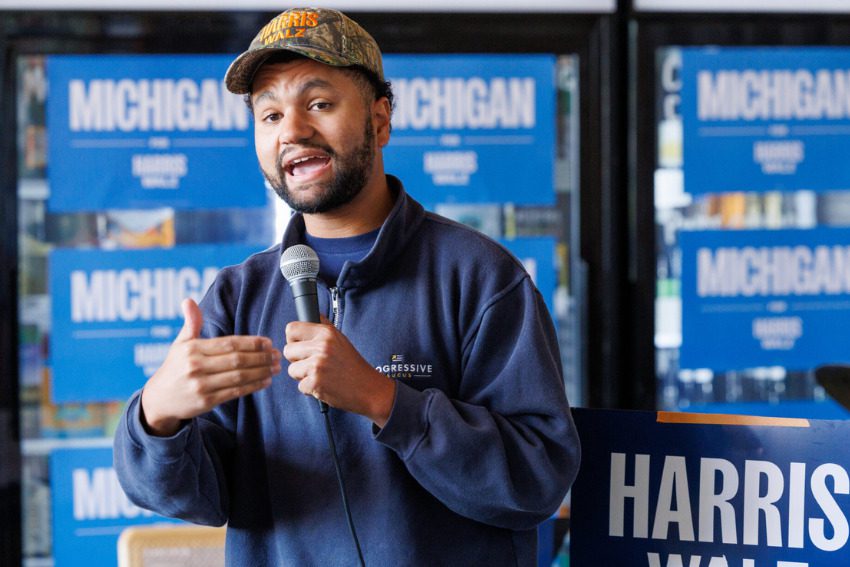 Rep. Maxwell Frost talks gun violence while drumming up support for Harris in Flint