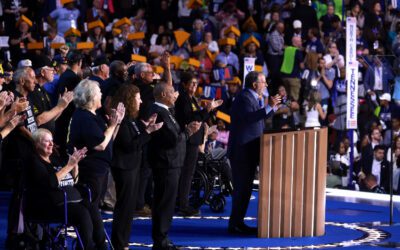 Gary Peters brings retired Teamsters onstage during DNC speech
