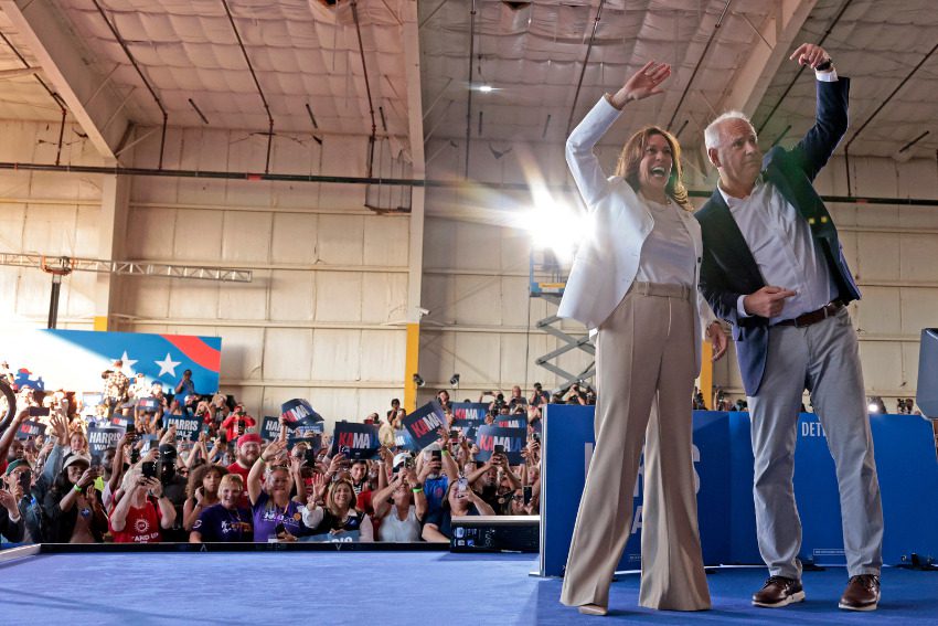Thousands of Michiganders pack inside Detroit airline hangar to ‘fight for the future’