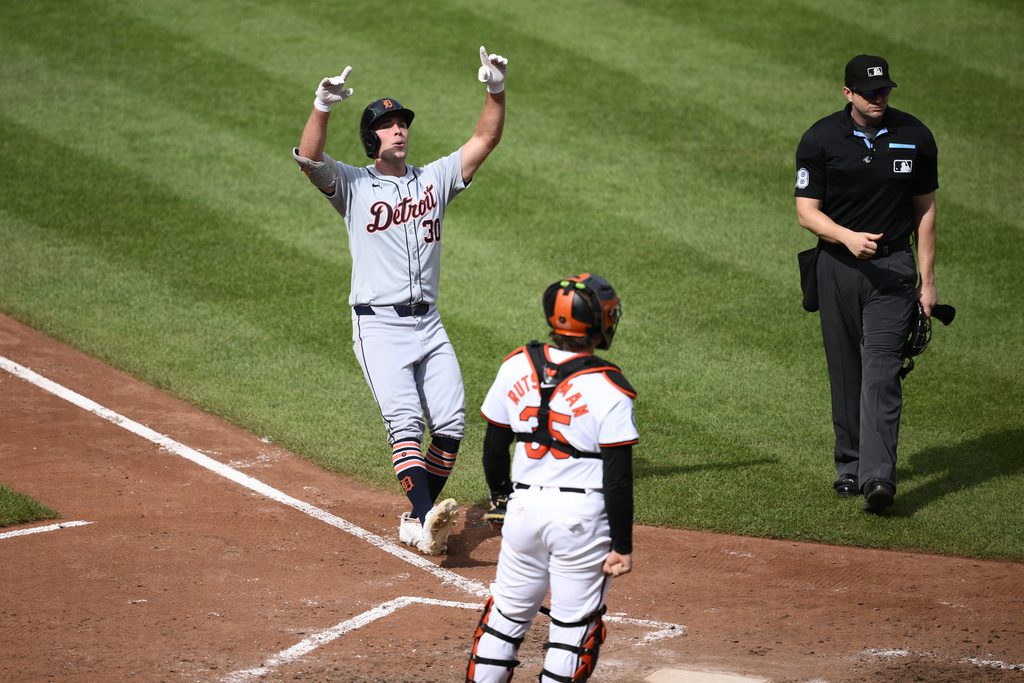 Tigers gain ground in AL wild card race as Carpenter, Meadows key 4-3 win over Orioles