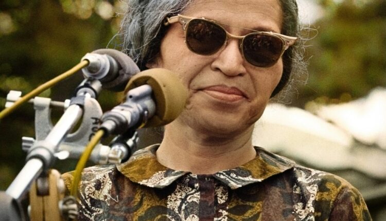Close-up shot of Rosa Parks.