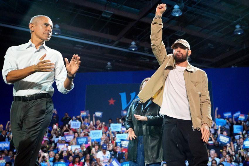 Thousands of Detroiters—including Eminem—join Obama to rally for Kamala Harris