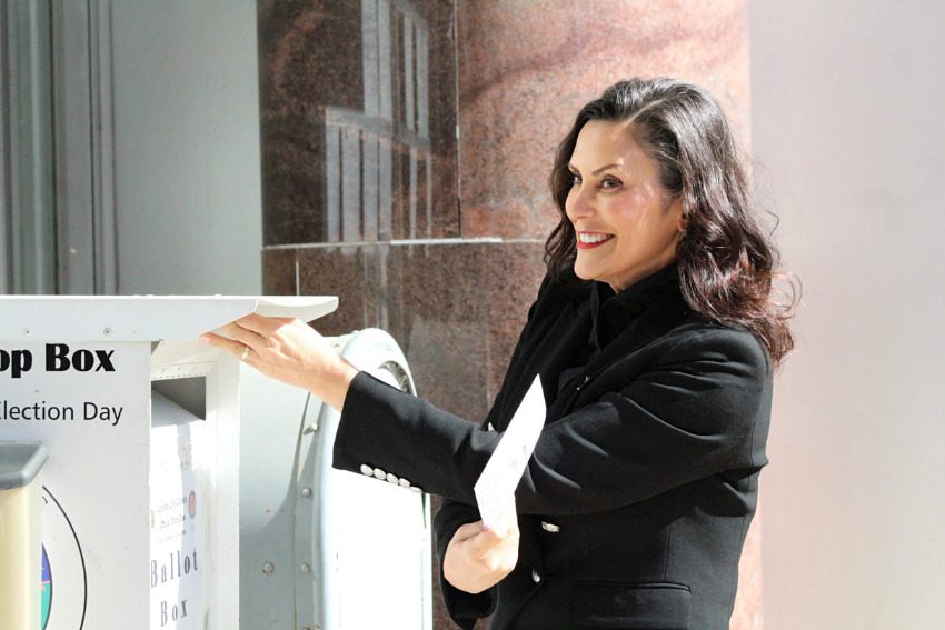 Whitmer casts absentee ballot, talks election security amid double voting case in Macomb County