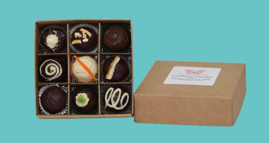 Box of truffles from Confections with Convictions