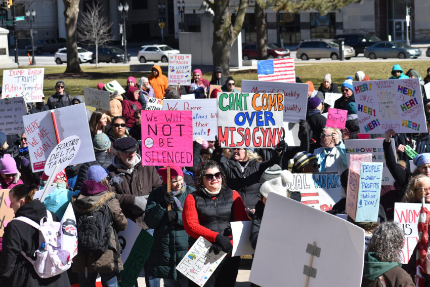 Hundreds gather in Lansing to protest Trump actions against reproductive rights and trans women