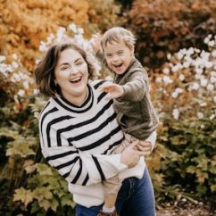 Photo of woman holding her son.