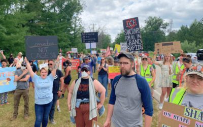 Demonstrators gather on Independence Day to protest ICE detention center in Baldwin