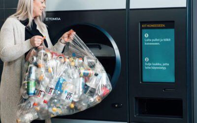 Bottle, can redemption machine allows for dumping whole bag at once