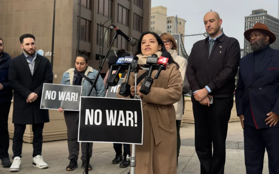 Progressive leaders join Detroit-area officials to demand Congress reject Iran war funding