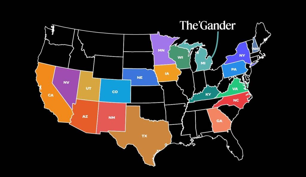 map of the US where courier newsrooms are established