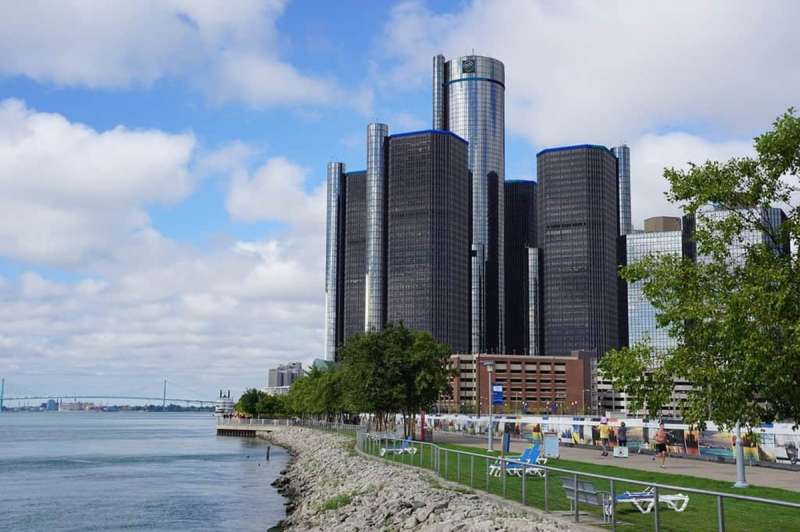 things to do in Detroit, people walk along the riverfront
